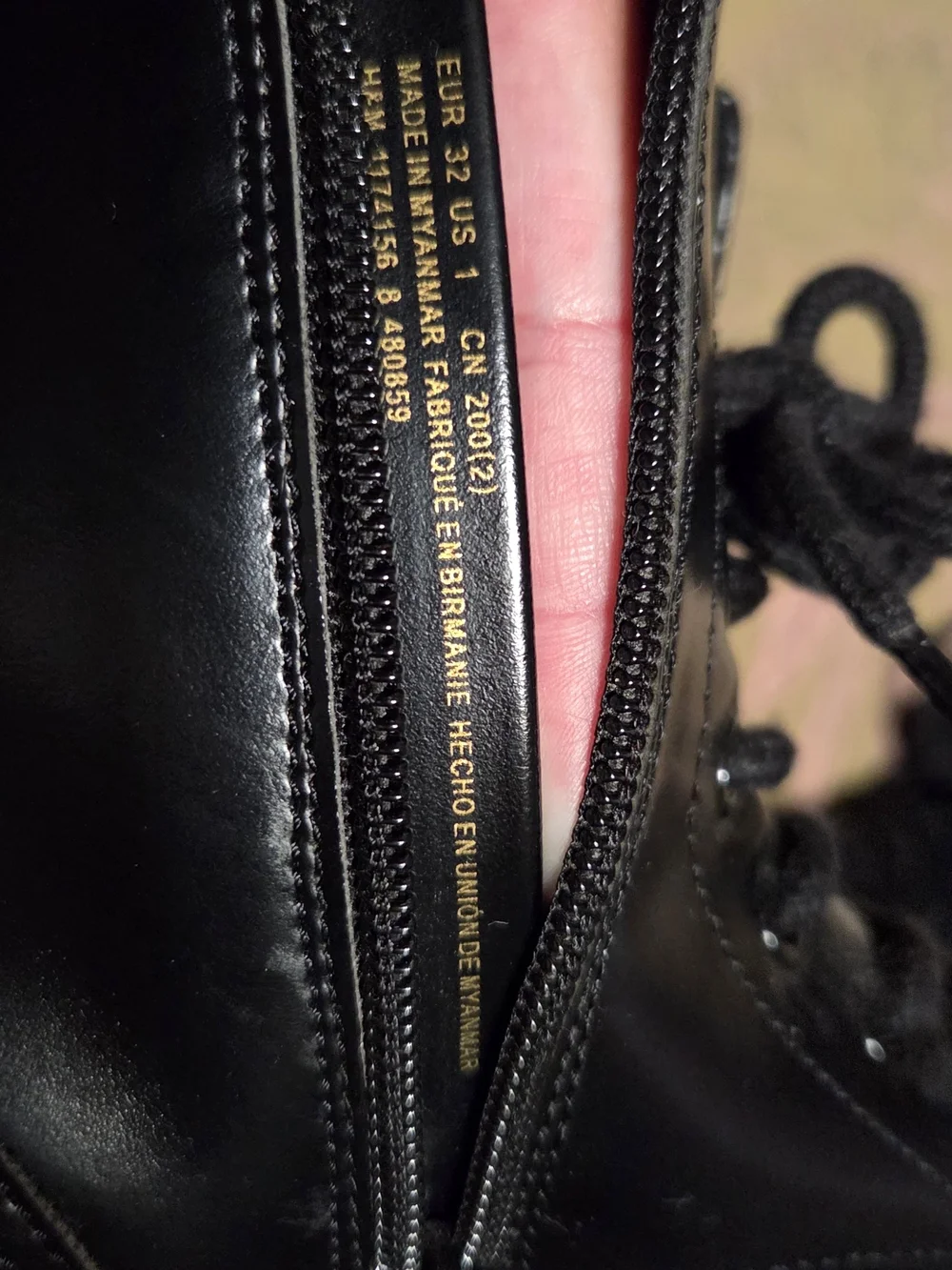 H&M Black Leather Lace-Up Ankle Boots with Side Zipper
